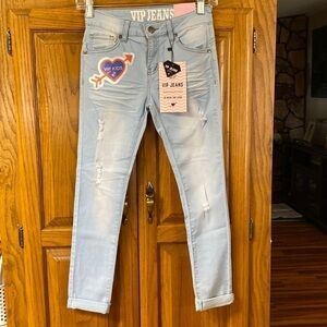 VIP Distressed Jeans Girls Size 12 Regular NWT